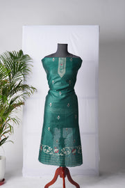 Rich Hues Green Soft Cotton Jamdani Unstitched Suit Set